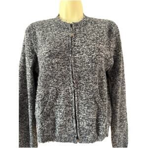 Smart Objects Vintage Y2K Gray Boucle Cardigan Cropped Sweater Zip Front Size M